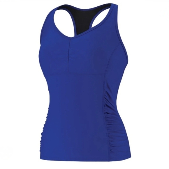 Speedo Shirred Racerback Tankini Swim Top Bora Bora Blue 14 - Picture 10 of 10